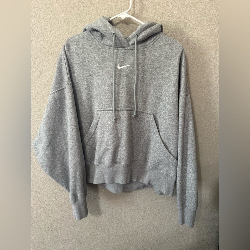 Nike Gray Pullover Hoodie with Swoosh